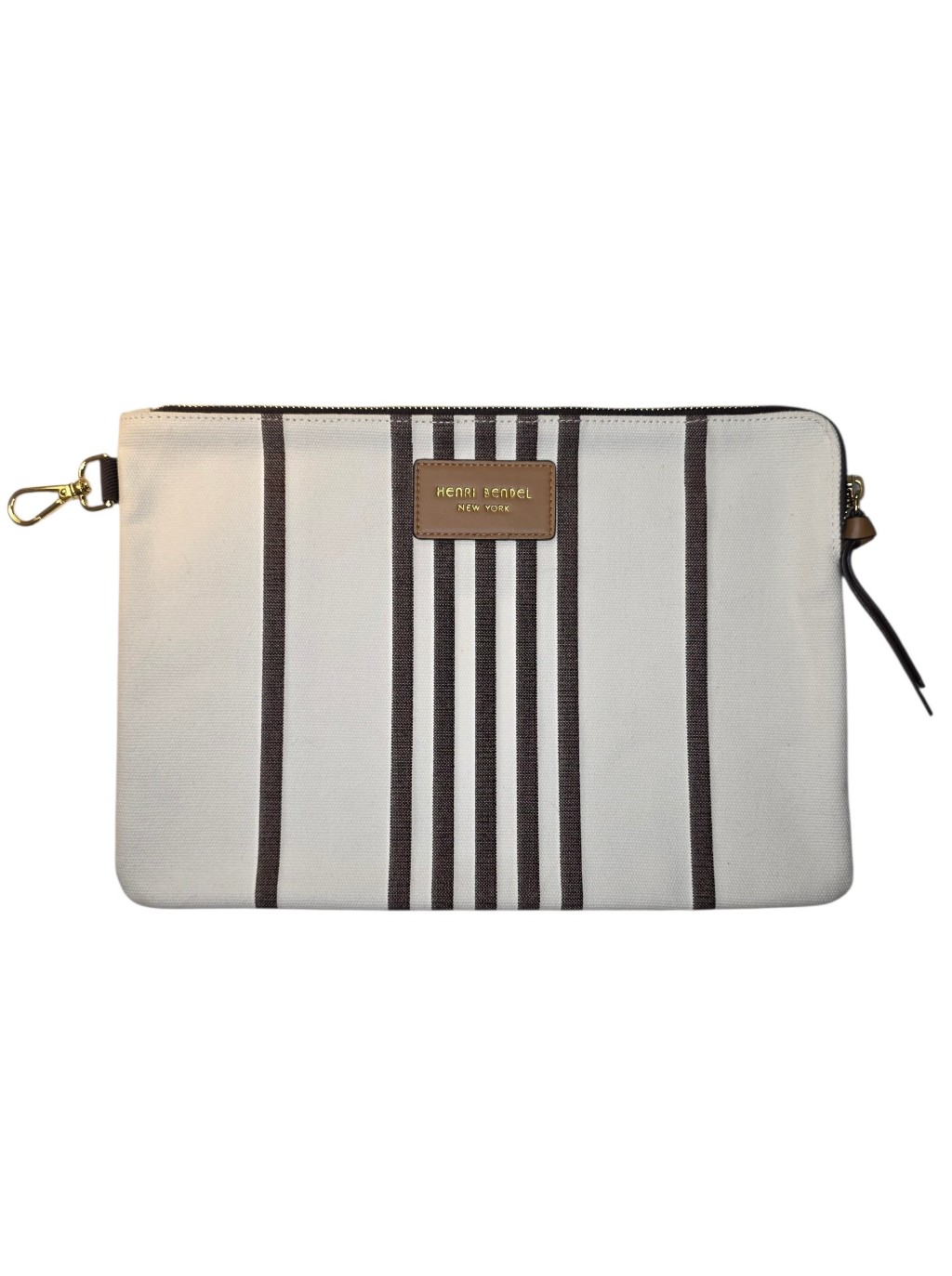 Henri Bendel Large White Canvas Pouch Travel Bag Luxury Designer Accessories